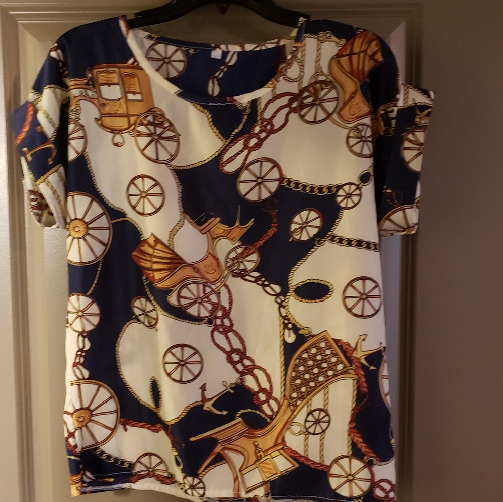 First Lady SzM (USA) poly Blue/Gold Blouse